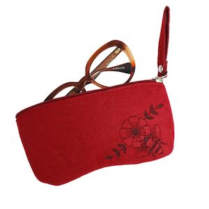Glasses Cases: Sunglass Case Felt NZ Honey Bee Burgundy