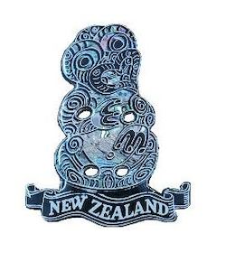 Magnets Stickers: Natural Paua Hei Tiki Magnet with NZ