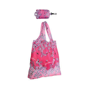 Shopping Bags: Bag Folding Manuka Flowers & Birds Pink