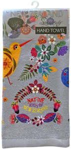 Kitchen Towel Retro Birds Grey