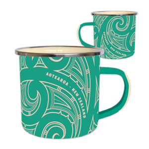 Mugs: Wild Kiwi Tin Mug - Kowhaiwhai