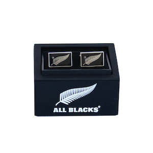 Official All Blacks Silver Fern on Black Background Cufflinks