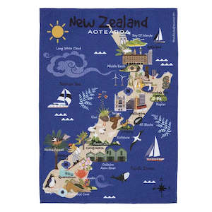 Tea Towels: Land of the Long White Cloud NZ Kitchen Towel