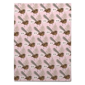 Tea Towel NZ Fantail Pink