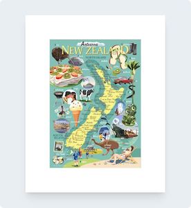 NZ Icons  Pre-Matted Print Art by Contour Creative Studio