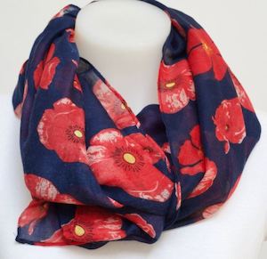 Scarf: Scarf Poppy Navy Viscose