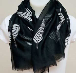 Scarf: White Small Fern Scarf
