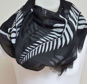 Scarf: Black Silver Fern Scarf