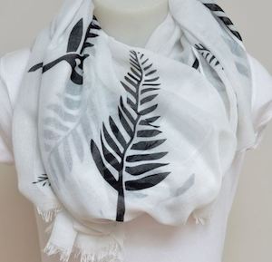 Scarf: White Silver Fern Scarf
