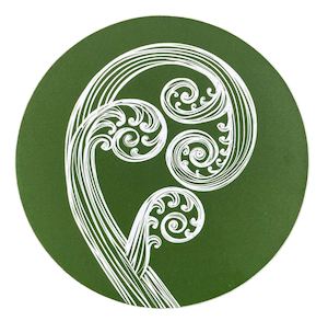 Placemats: Jo Luping Design - Ponga Ivory on Green - Placemat