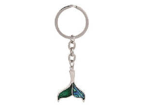 Keyrings: Paua whale-tail stainless steel keyring