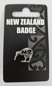 Paua Kiwi Silver NZ Badge