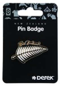 New Zealand black and silver metal fern pin