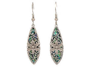 Pendants: Boxed lily and paua rhodium earrings