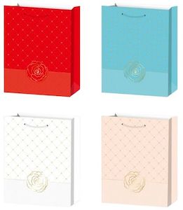 Embossed Gold Rose Paper Gift Bag