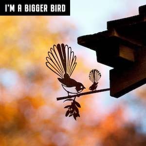 Metalbird Piwakawaka (Fantail) and Baby - Large