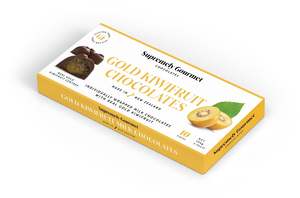 Food: Gold Kiwifruit Milk Chocolates 10 piece Flat Box