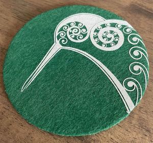 Jo Luping Design - Kiwi On Green Set of 4 - Ecofelt Coaster