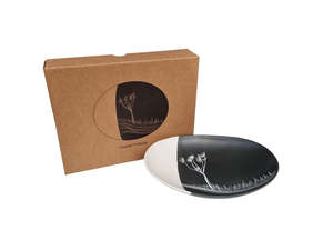 Jo Luping Design - Coastal Ti Kouka Dipped White On Black - 24cm Porcelain Bowl