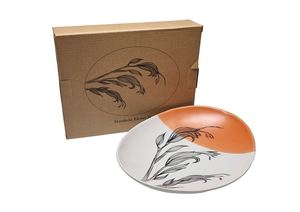 Jo Luping Design - Harakeke Flower 2 Orange Dipped - 24cm Porcelain Bowl