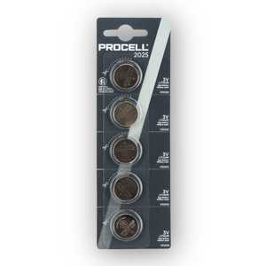 PROCELL CR2025 3V Lithium Coin Battery Bulk Strip of 5
