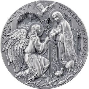 Products: THE ANNUNCIATION Bible Stories 2 Oz Silver Coin