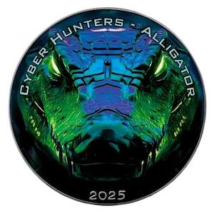 Cyber Hunter series - Alligator 1 Oz Colorized Silver