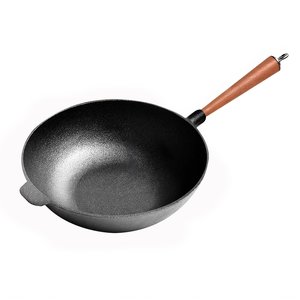 SOGA 31cm Commercial Cast Iron Wok Round Bottom FryPan Home Cooking Skillet Online NZ Depot