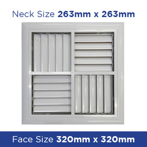 DV2525 Multi Directional Outlet 263sqNeck 320face Plastic MDO250 - Rectangular C&hellip;