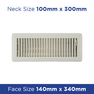 Floor Register - Cream Metal Louvered 100x300mm FRCR412 - Floor Grilles Online NZ Depot