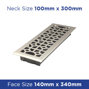 Floor Register - Brushed Nickel Marquis 100x300mm FRBNM412 - Floor Grilles Online NZ Depot