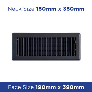 Floor Register - Charcoal Metal Louvered 150x350mm FRCC614 - Floor Grilles Online NZ Depot