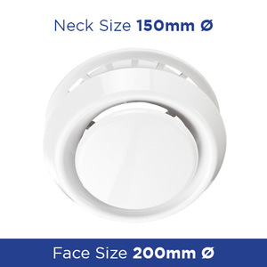 Ceiling Diffuser Adjustable Flow 150mm VEA150VRF - Ceiling Diffusers - Plastic O&hellip;