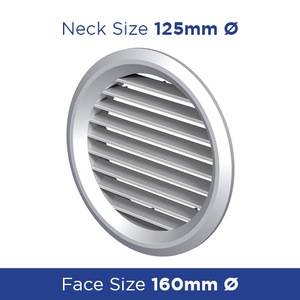 Grille Round Louvrd Core Wall/ceiling 125mm With Round Flang VEMV125BVS - Extern&hellip;