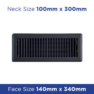 Floor Register - Charcoal Black Louvred 100x300mm FRCC412 - Floor Grilles Online NZ Depot