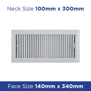 Floor Register - White Metal Louvered 100x300mm FRWH412 - Floor Grilles Online NZ Depot