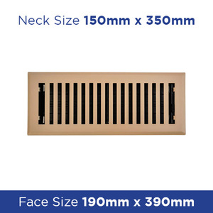 Floor Register - Beige Metal Louvered 150x350mm FRBE614 - Floor Grilles Online NZ Depot