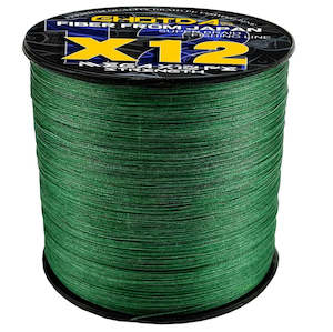 Braid: 12 Strand  x 1000m Fishing Braid  Green