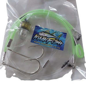 Fishing Rigs: MeanFish Hapuka (Grouper) 2 Hook Rig 14/0 Ezi Bait Hook with Light