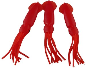 Red 12.5cm Lumo Coloured Fishing Octopus Skirts (Pkt of 3)