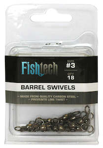Fishtech Barrel swivels #3 (18 per pack)