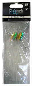 Flasher Rigs: 5 Hook Sabiki Rig Size 8 (1 per pack )