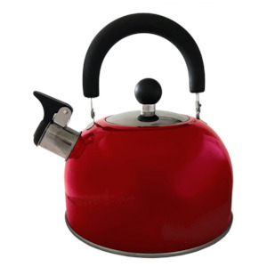 Campervan And Accesories: Red Whistling Kettle 1.5L - Southern Alps