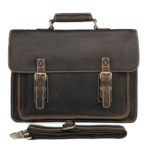 Briefcases: Vintage Crazy Horse Leather Handbag | 14-Inch Laptop Bag