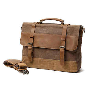 Vintage Leather and Canvas Laptop Messenger Bag
