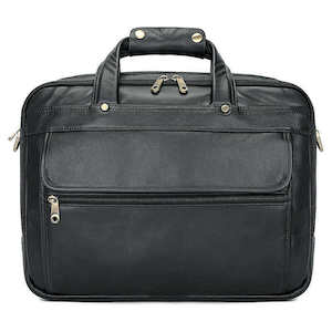 Men's Black Leather Laptop Bag - Stylish & Functional