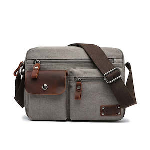 Vintage Canvas Crossbody Bag - Multi Pocket Shoulder Bag