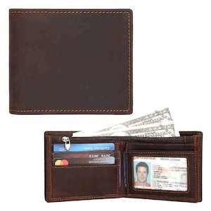Mens Wallets: Men’s Crazy Horse Leather Wallet - Timeless Elegance