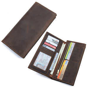 Mens Wallets: Vintage Crazy Horse Leather Long Wallet - Stylish and Functional