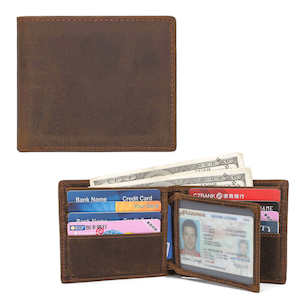 Vintage Crazy Horse Leather Bifold Wallet